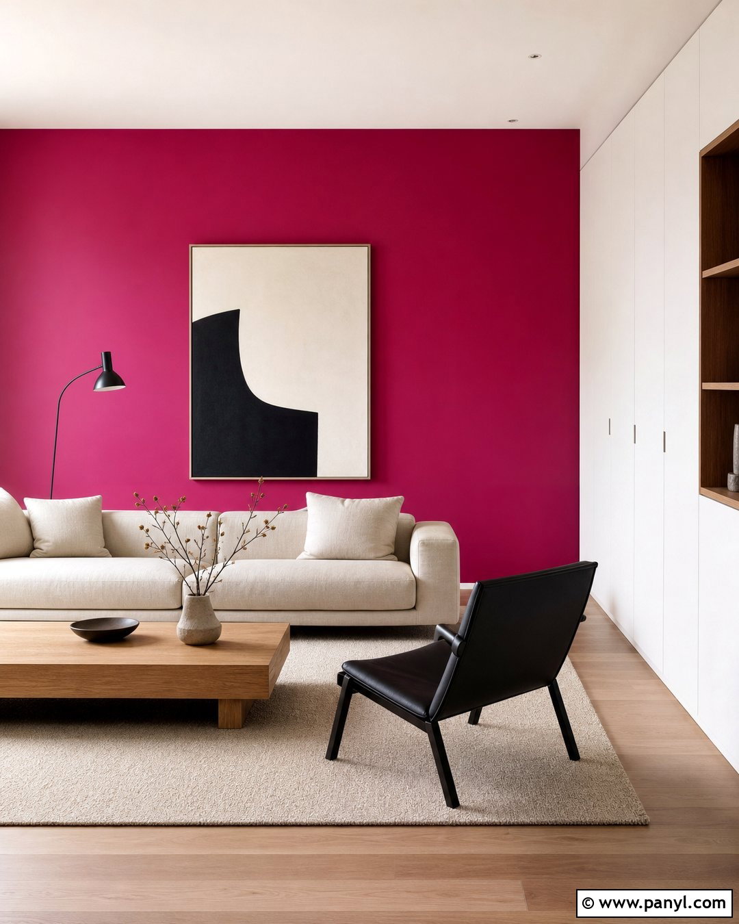 Magenta Minimalist Living Room Walls - 35 Magenta Walls