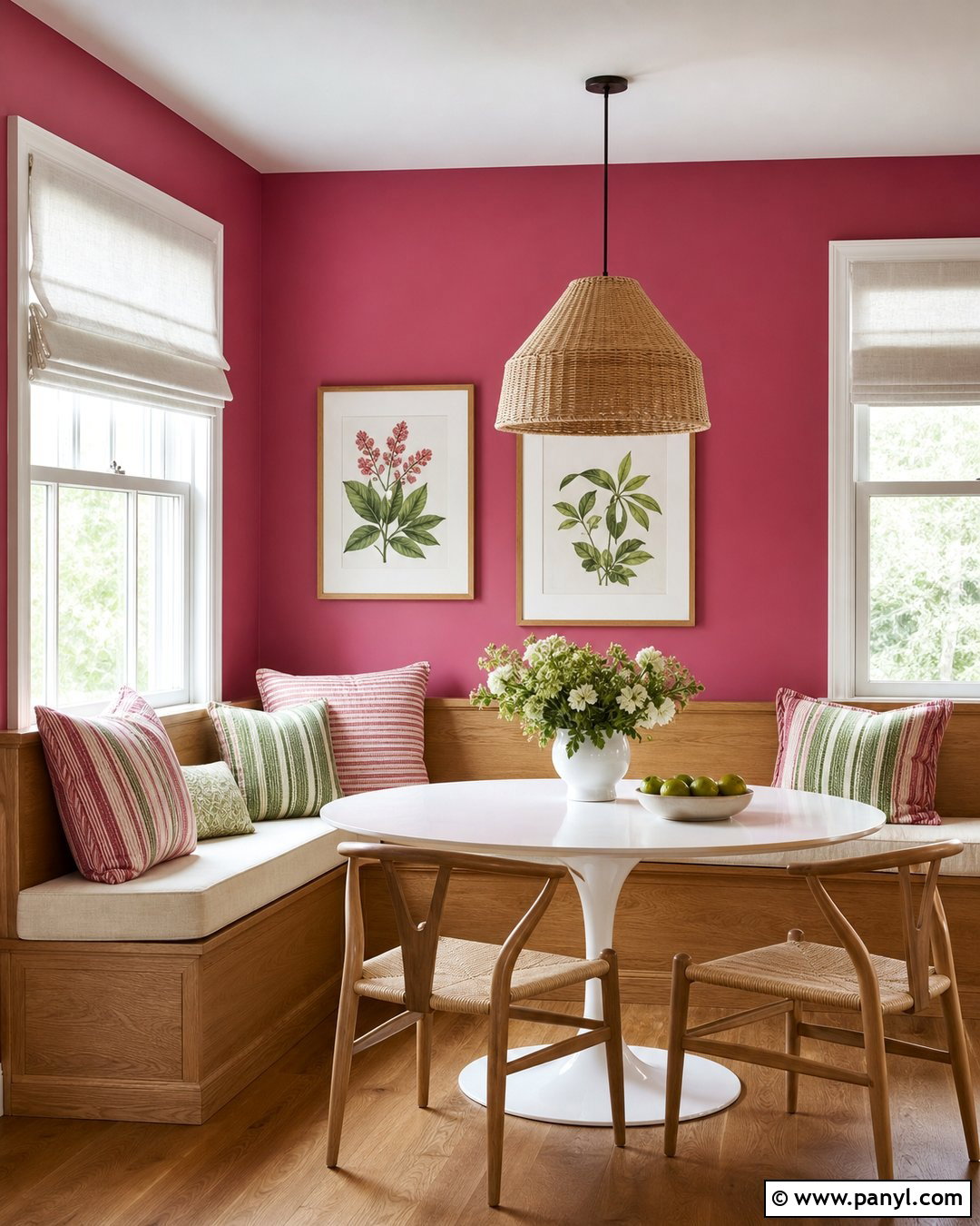 Magenta Walls In A Breakfast Nook - 35 Magenta Walls