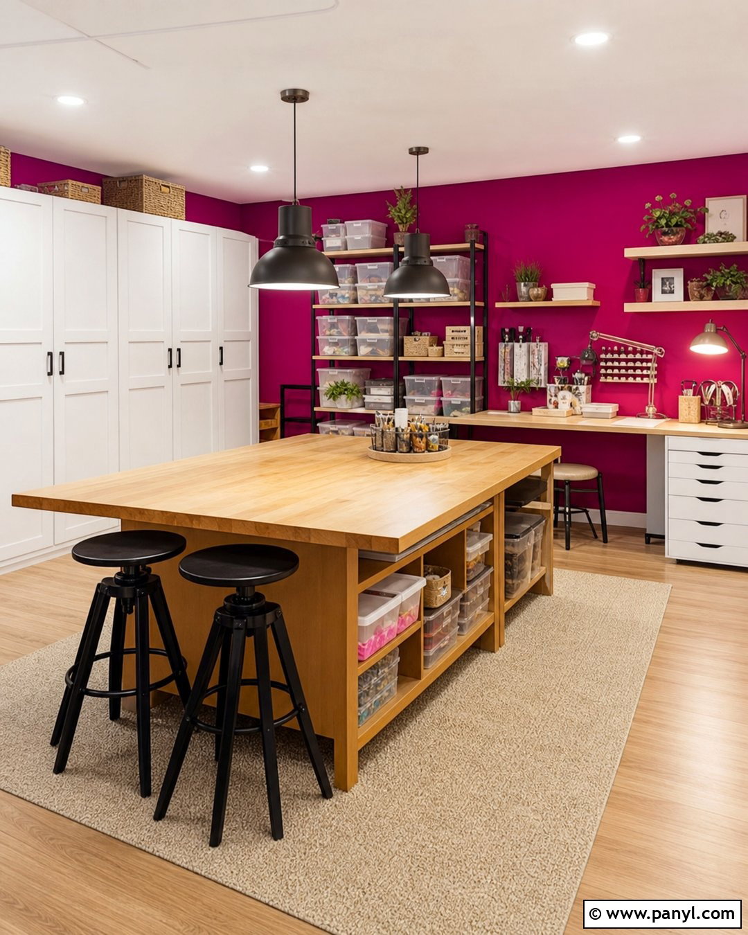 Magenta Walls In A Craft Room - 35 Magenta Walls