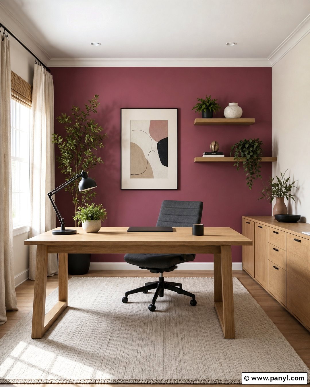 Magenta Walls In A Home Office - 35 Magenta Walls