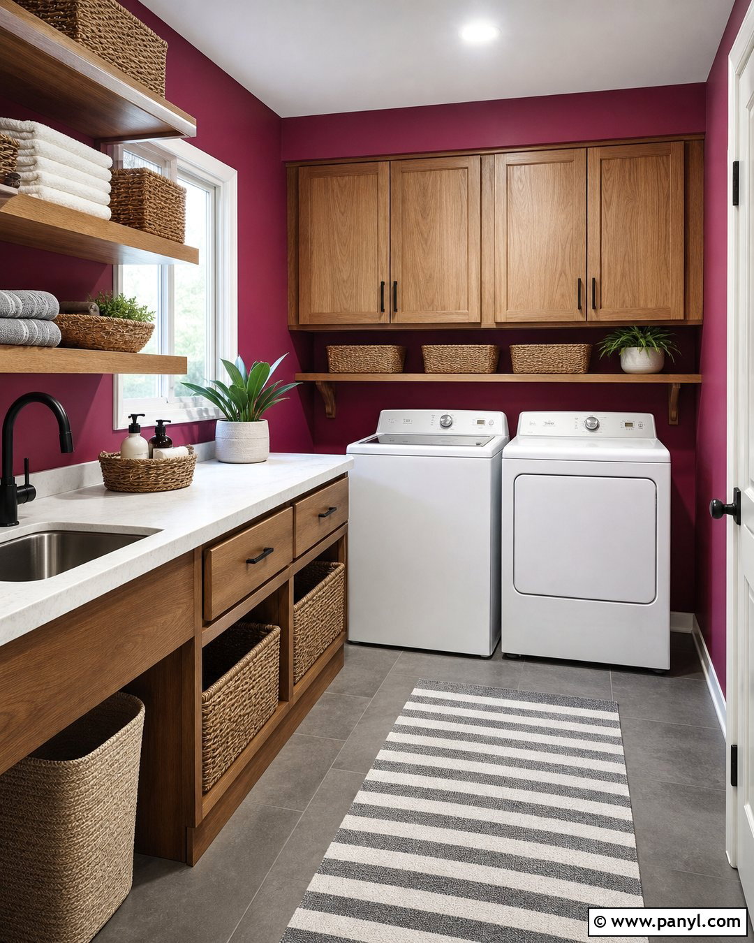 Magenta Walls In A Laundry Room - 35 Magenta Walls