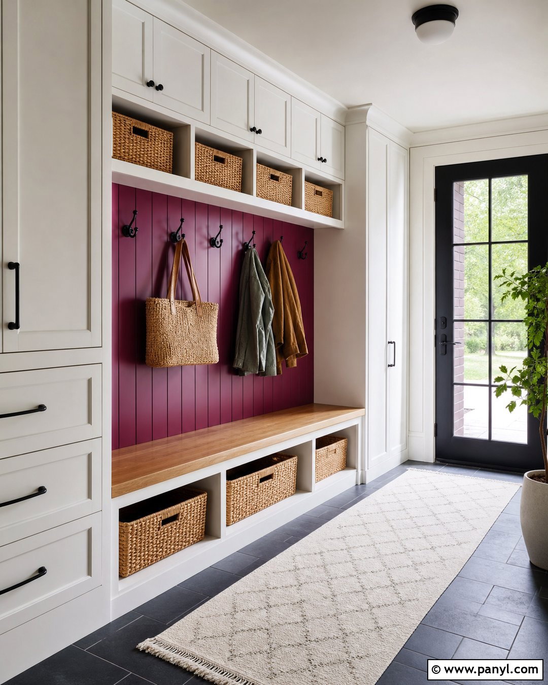 Magenta Walls In A Mudroom - 35 Magenta Walls