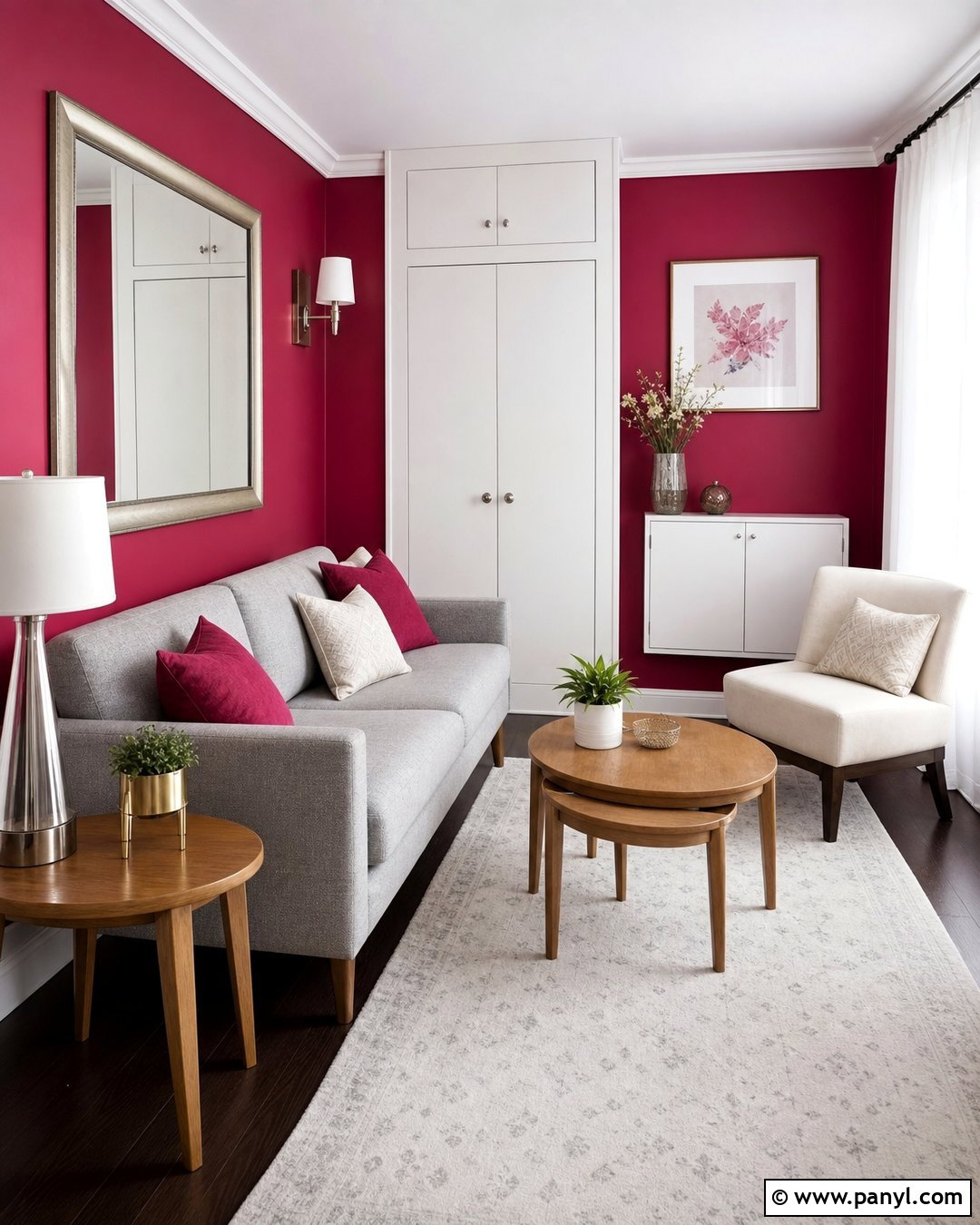 Magenta Walls In A Small Living Room - 35 Magenta Walls