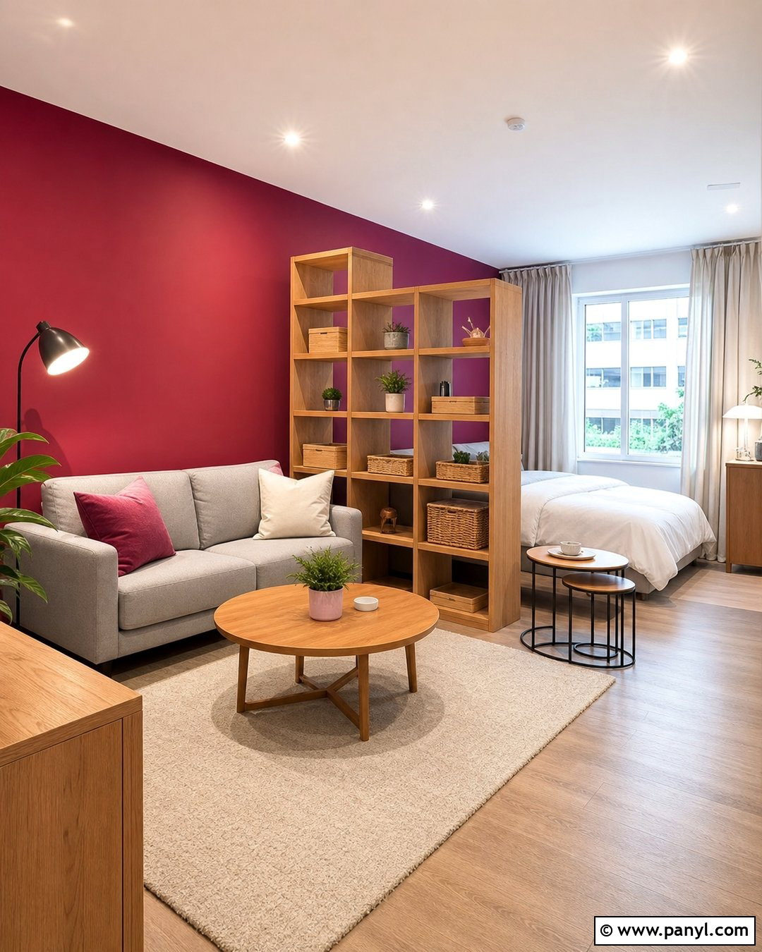 Magenta Walls In A Studio Apartment - 35 Magenta Walls
