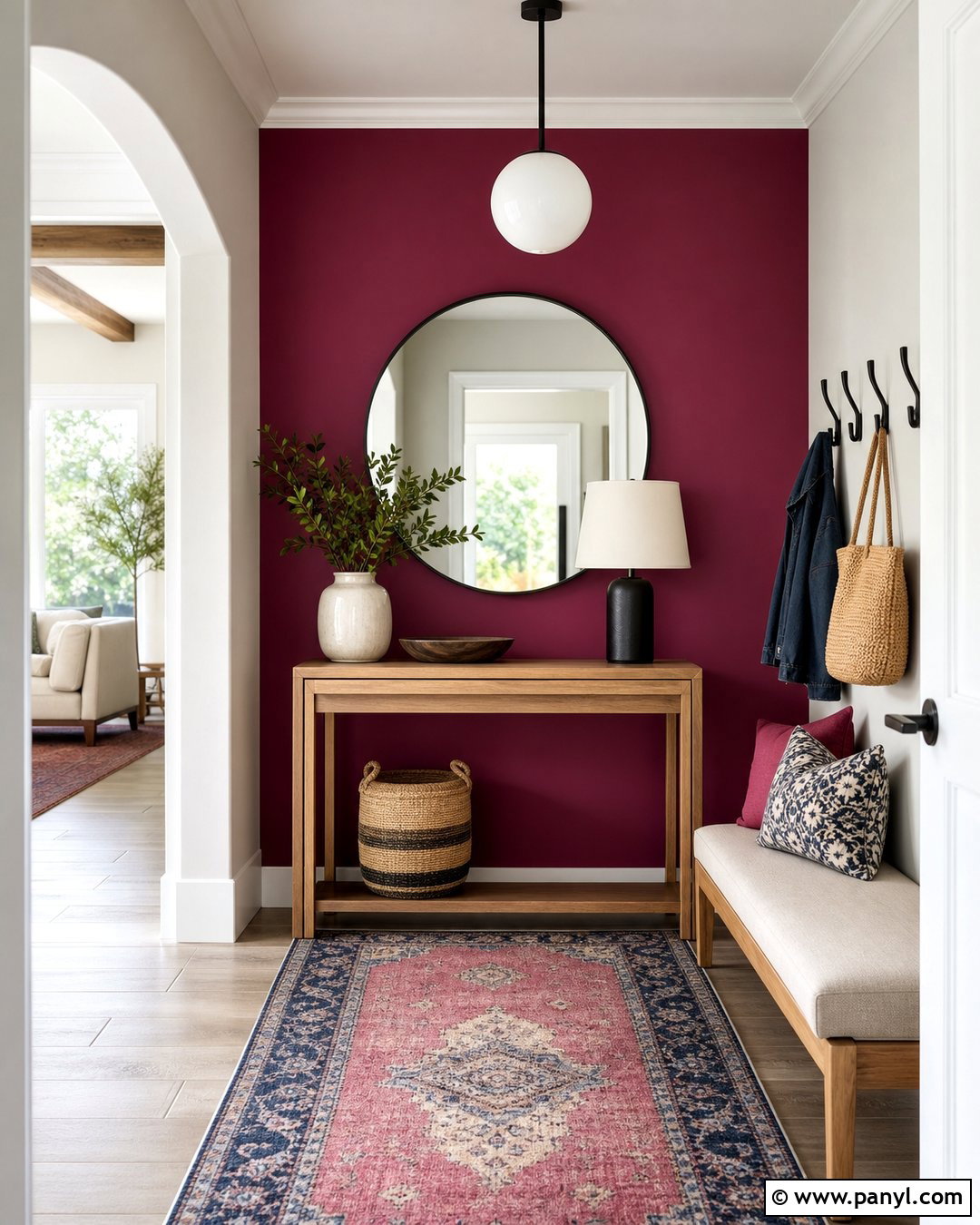 Magenta Walls In An Entryway - 35 Magenta Walls