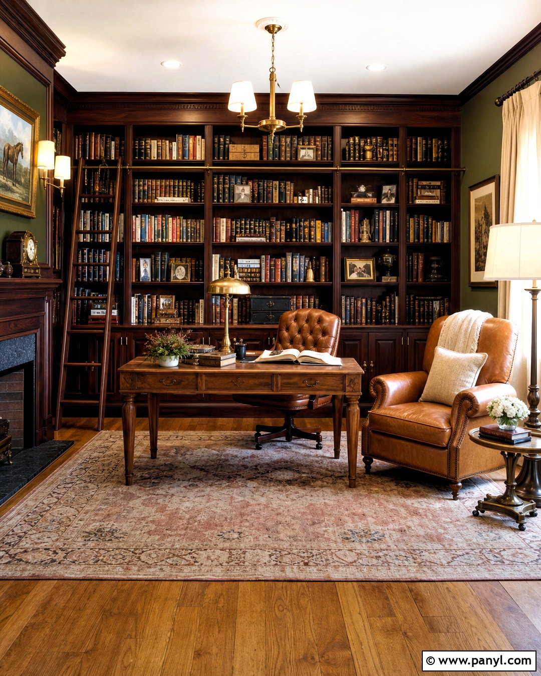 Mahogany And Oak Home Library - 20 wood combination interior ideas