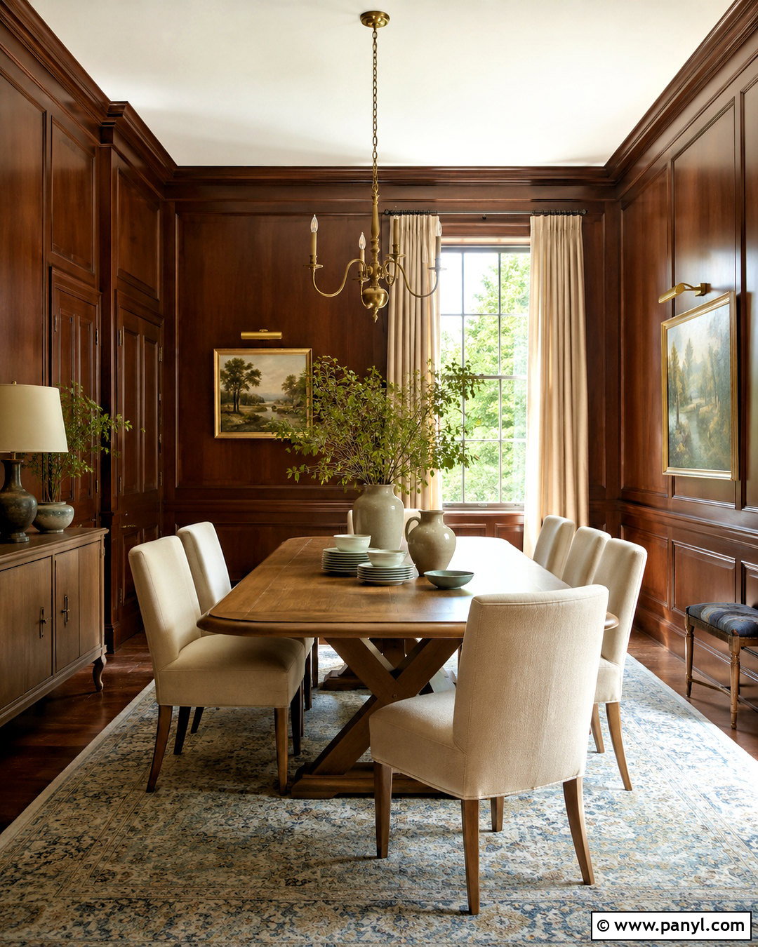 Mahogany Paneled Dining Room - 20 dark paneled walls