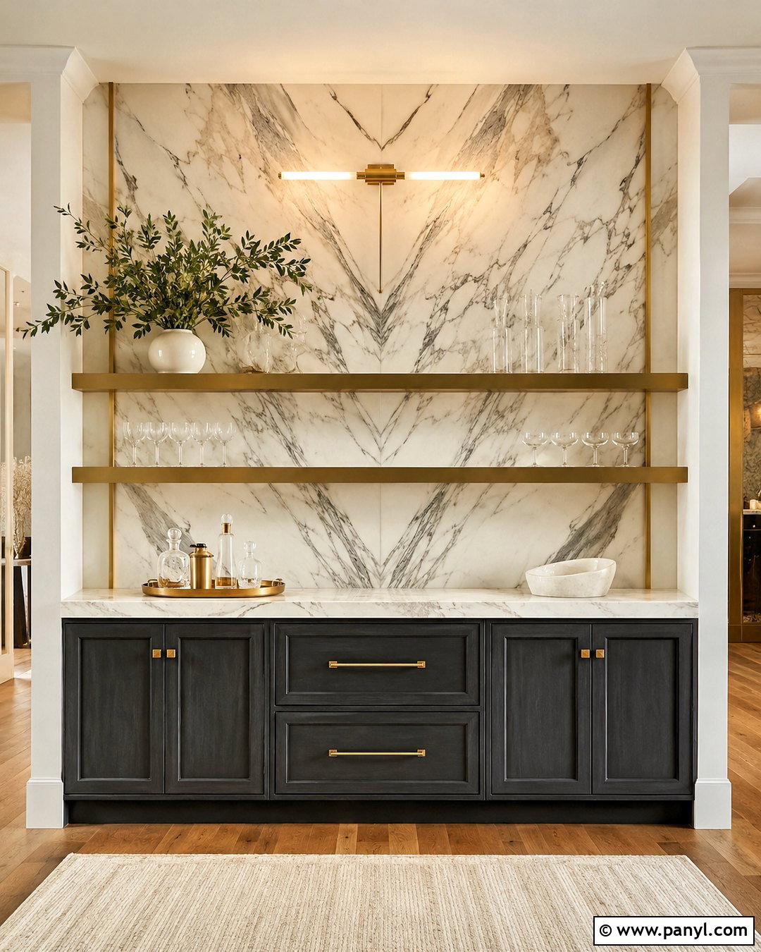 Marble And Brass Cocktail Wall - 20 cocktail wall ideas