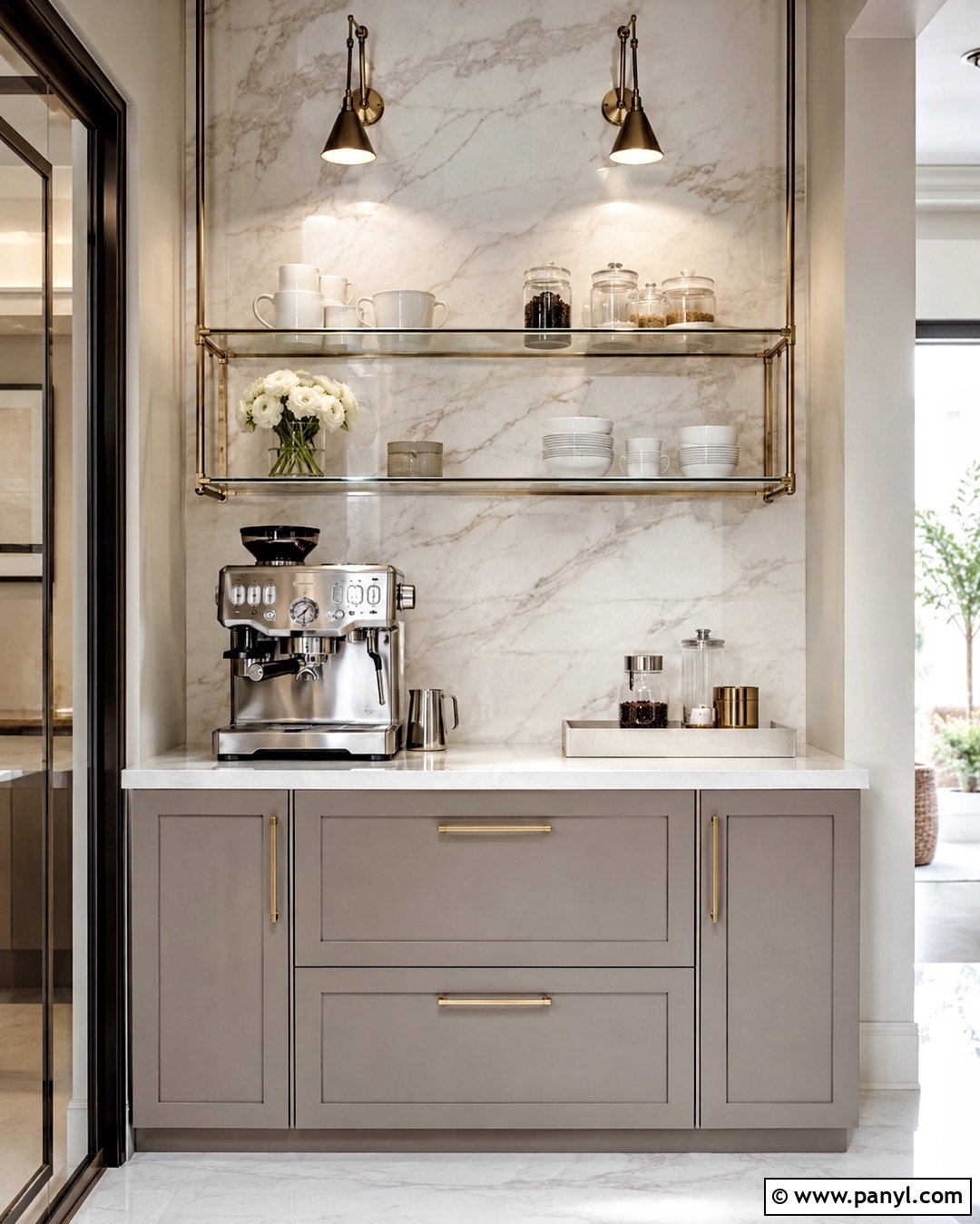 Marble And Brass Coffee Bar - 20 modern coffee bar ideas