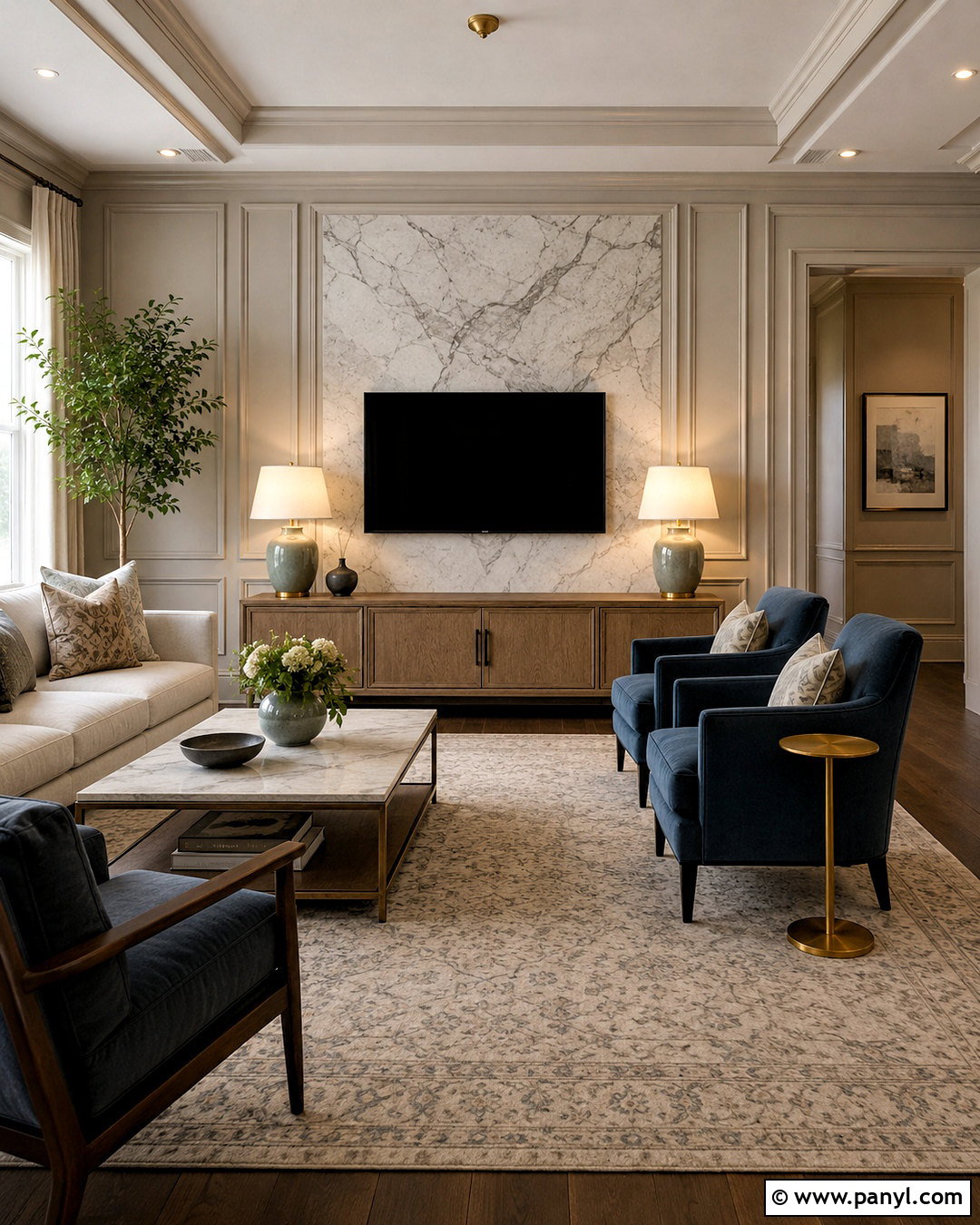 Marble And Painted Panel Wall - 20 marble wall decor ideas