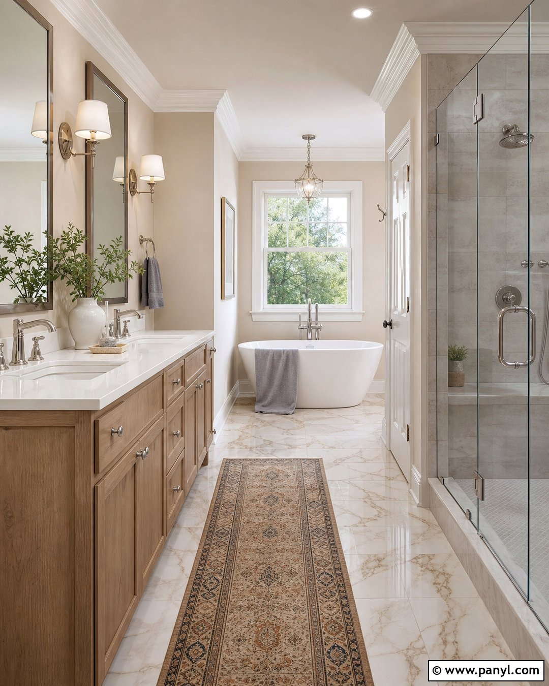 Marble Bathroom With Alabaster Walls And White Trim - 35 Alabaster Walls With White Trim Ideas
