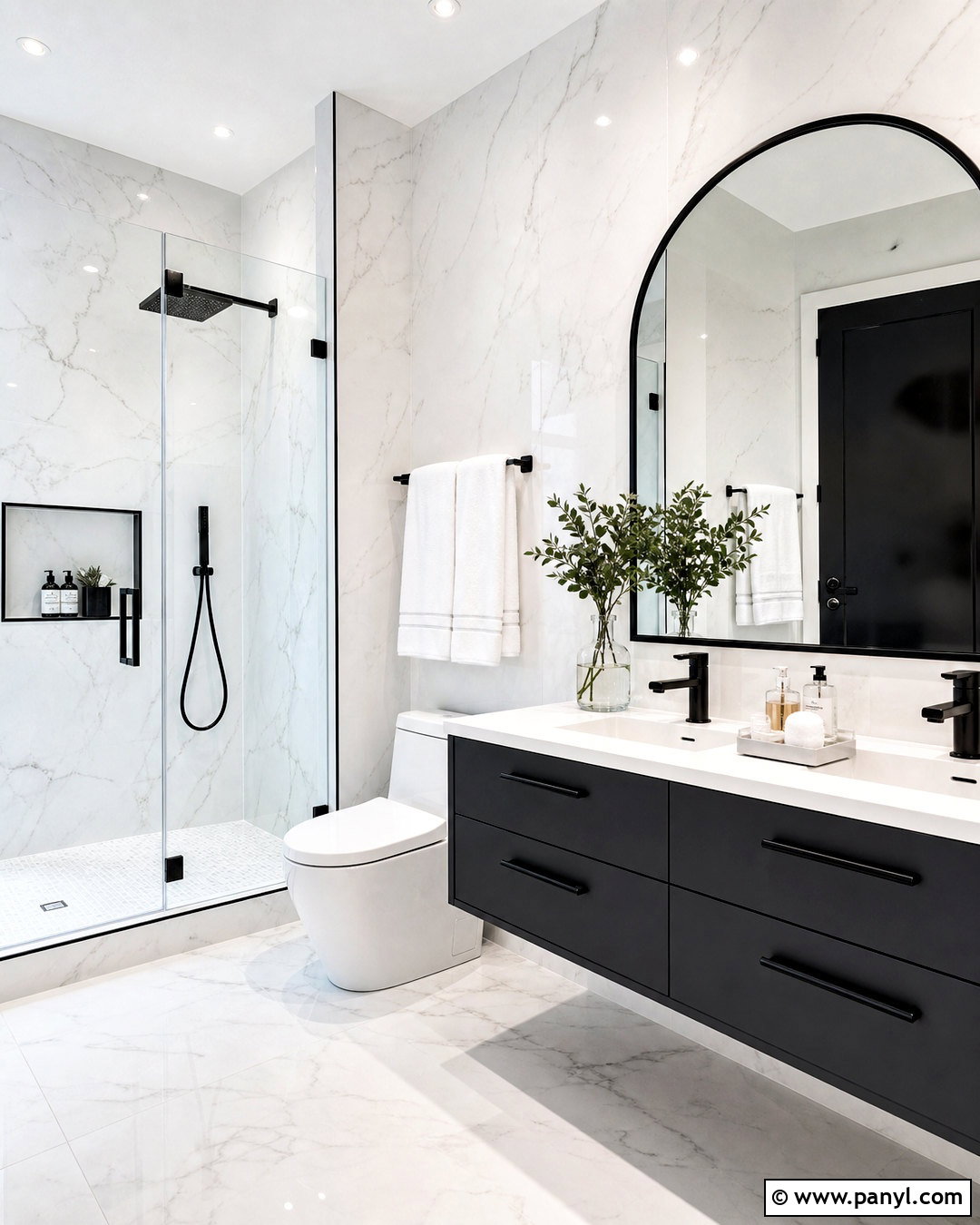 Marble Bathroom With Black Accents - 20 bathroom with black accents
