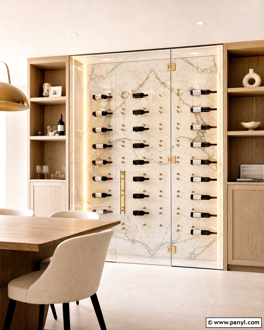 Marble Frameless Wine Cellar - 20 frameless wine cellar ideas