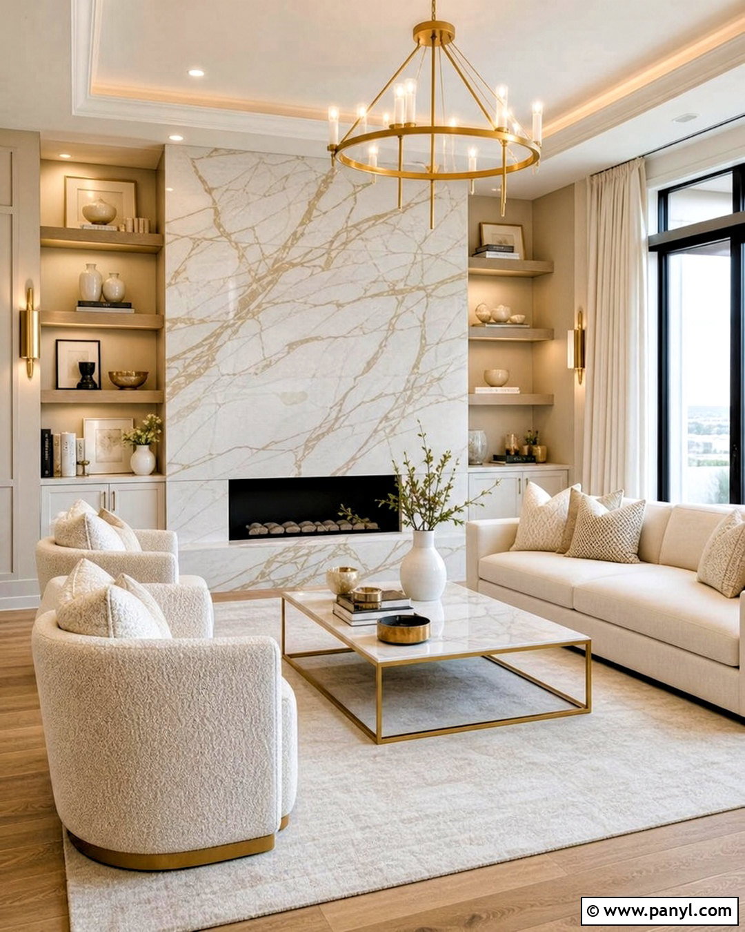 Marble Gold And White Living Room - 20 gold and white living room ideas