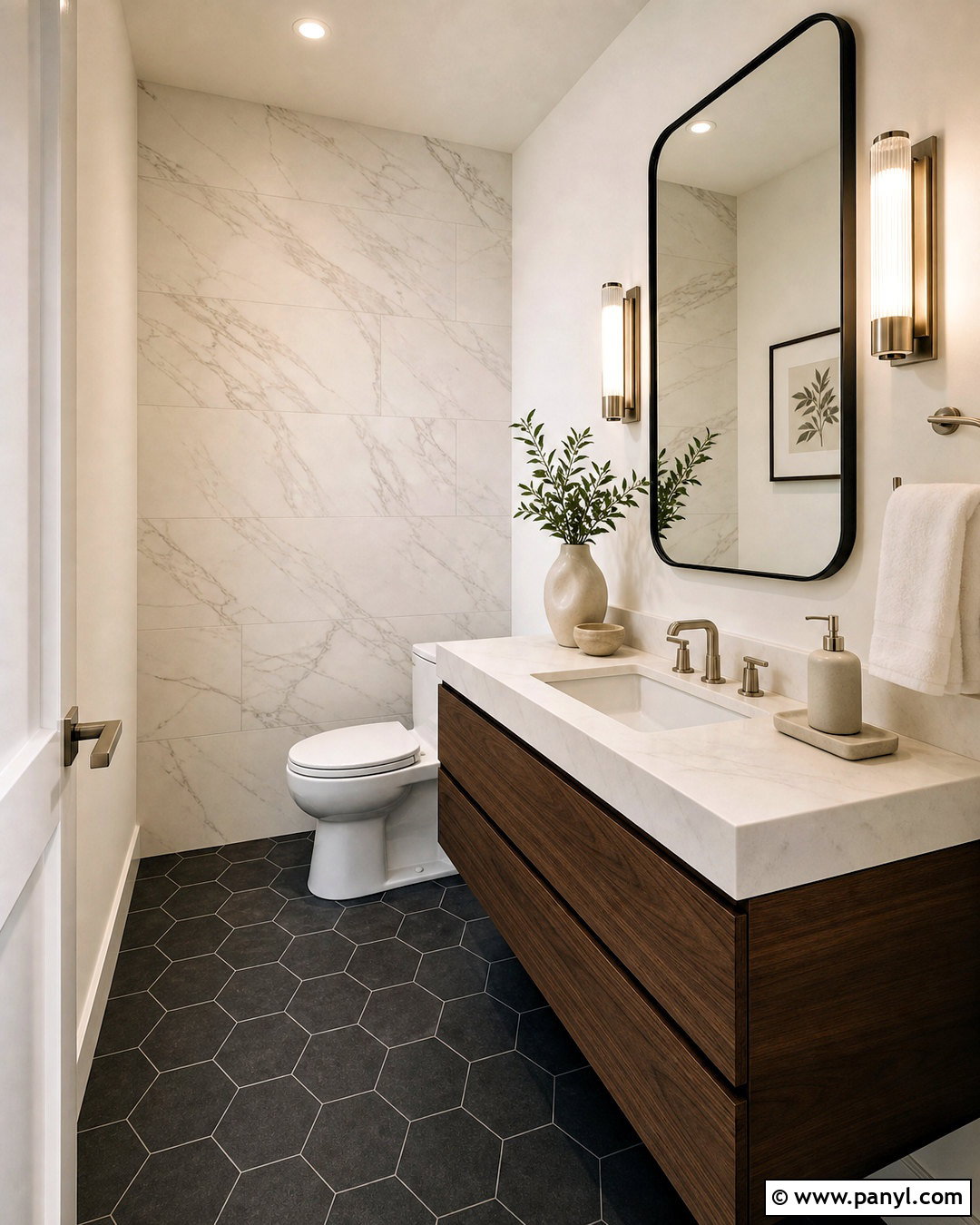 Marble Half Bathroom - 20 half bathroom inspiration ideas