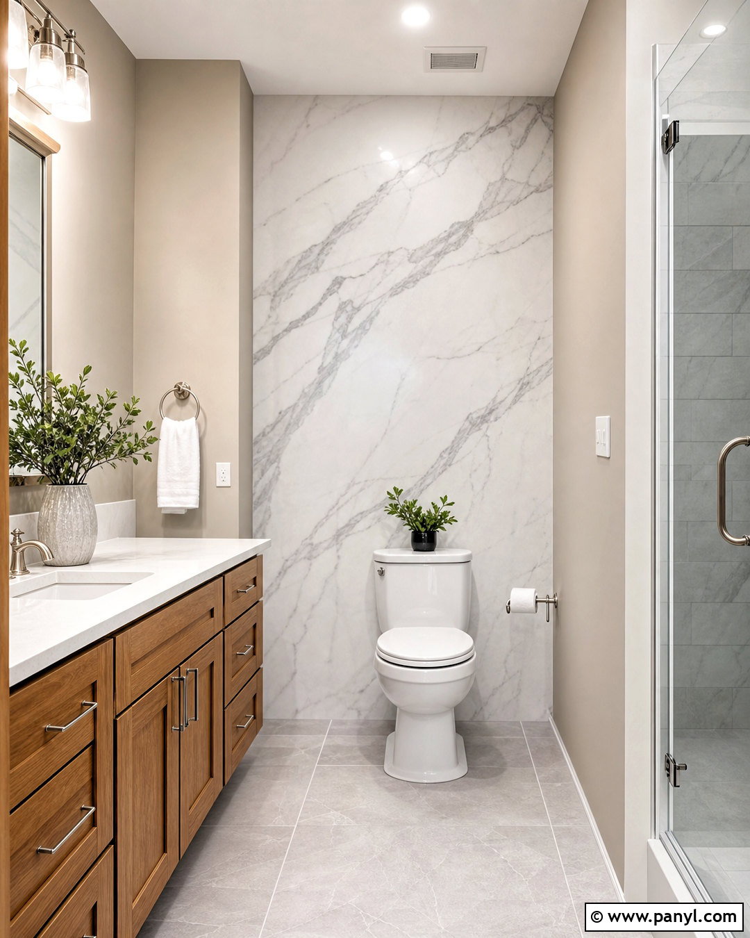 Marble Look Behind Toilet Accent Wall - 20 behind toilet accent wall ideas
