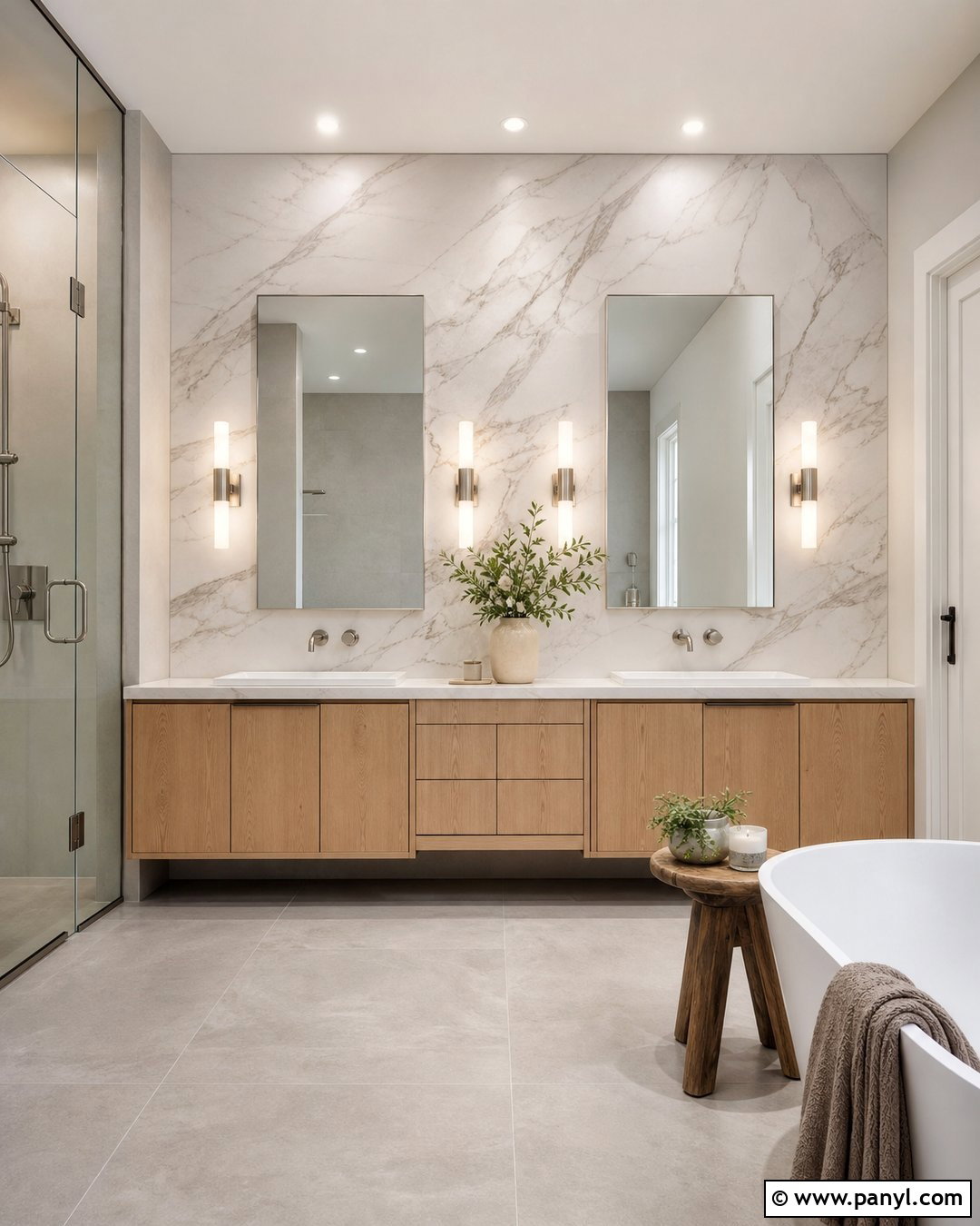 Marble Slab Bathroom Accent Wall - 20 Bathroom Accent Wall Ideas