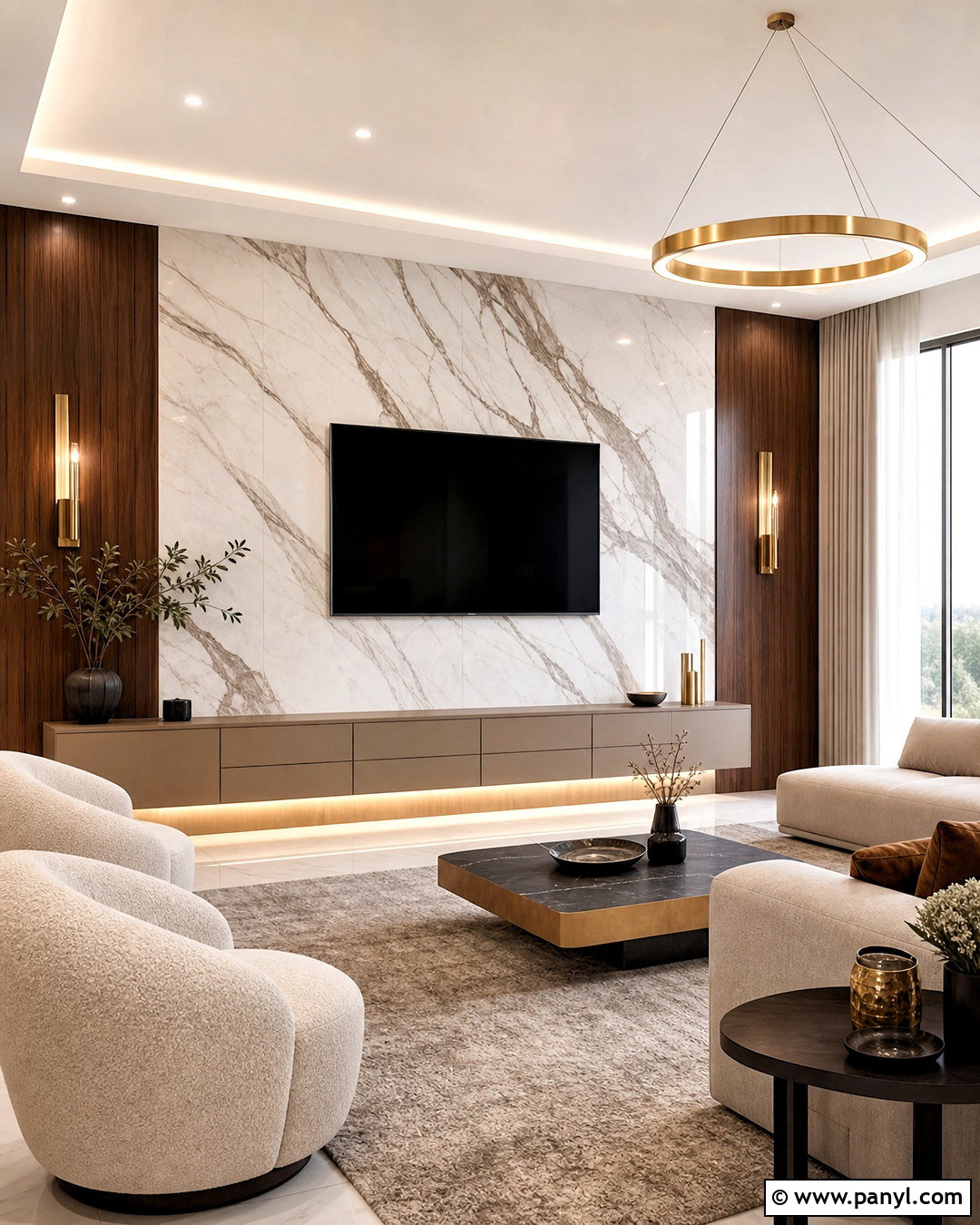 Marble TV Wall - 20 tv decoration wall modern ideas