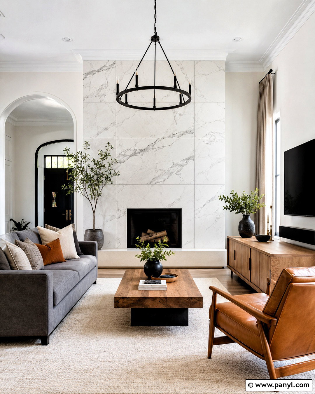 Marble Tile Accent Wall - 20 marble wall living room ideas