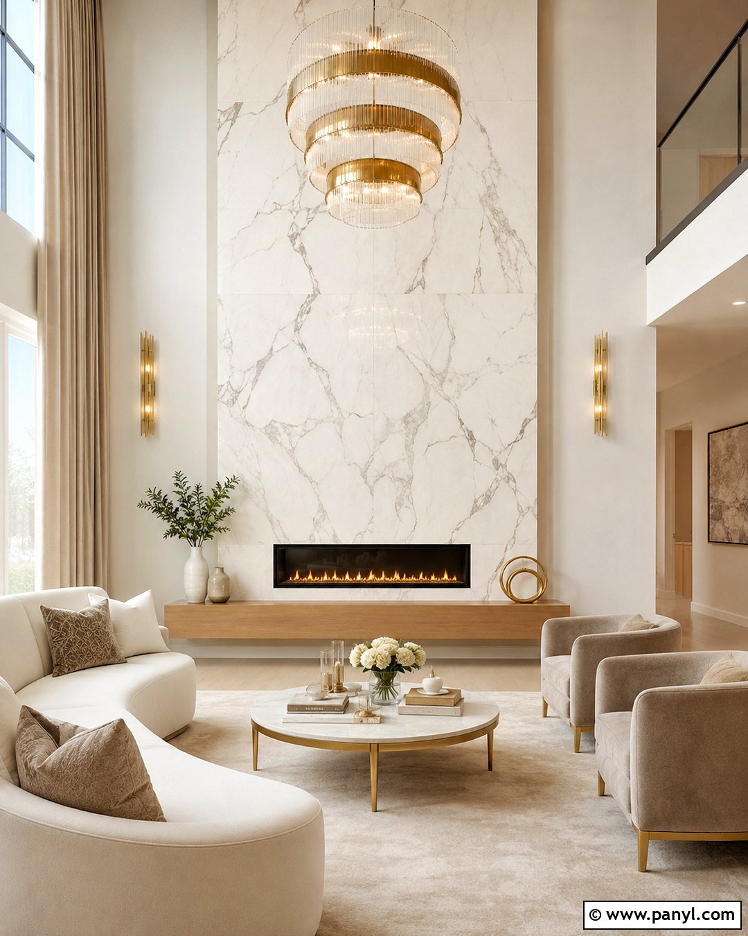 Marble Tile Accent Wall - 35 tall accent wall high ceilings
