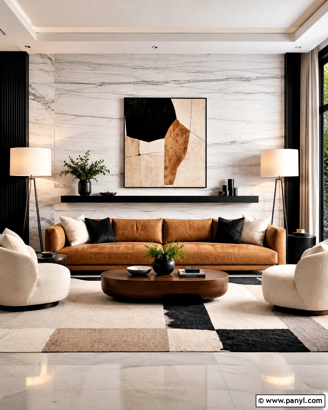 Marble Wall Behind Sofa - 20 marble wall living room ideas