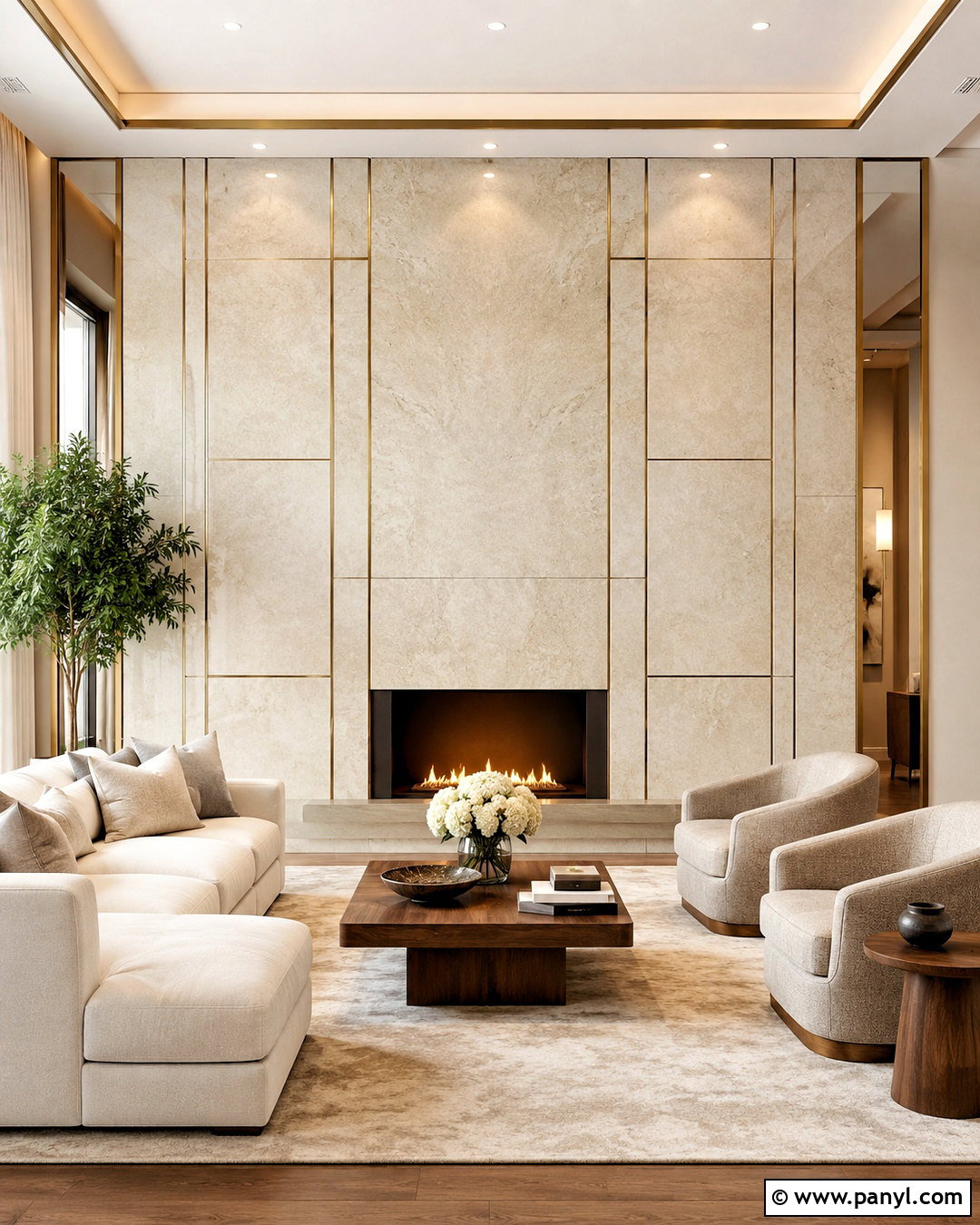 Marble Wall With Brass Details - 20 marble wall living room ideas