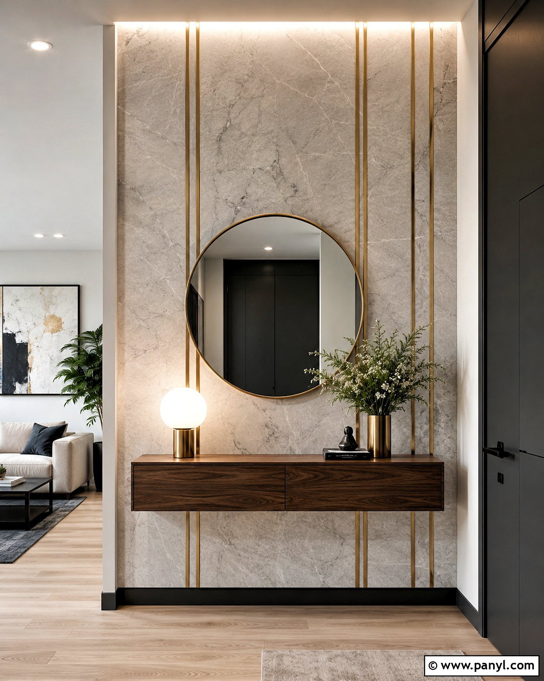 Marble Wall With Brass Inlay - 20 marble wall decor ideas