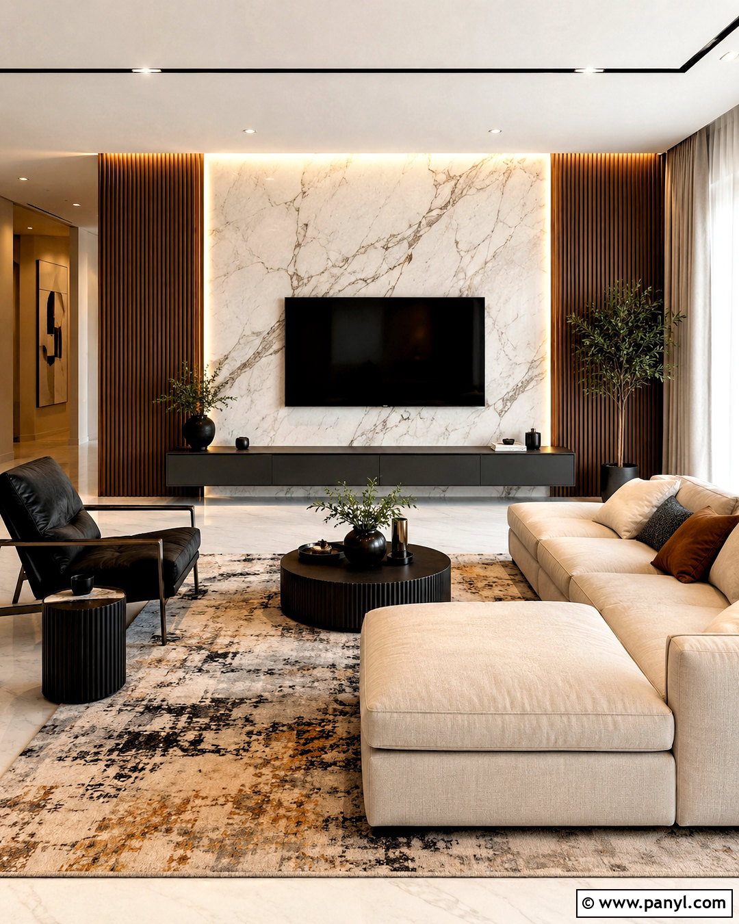 Marble Wall With Fluted Panels - 20 marble wall living room ideas