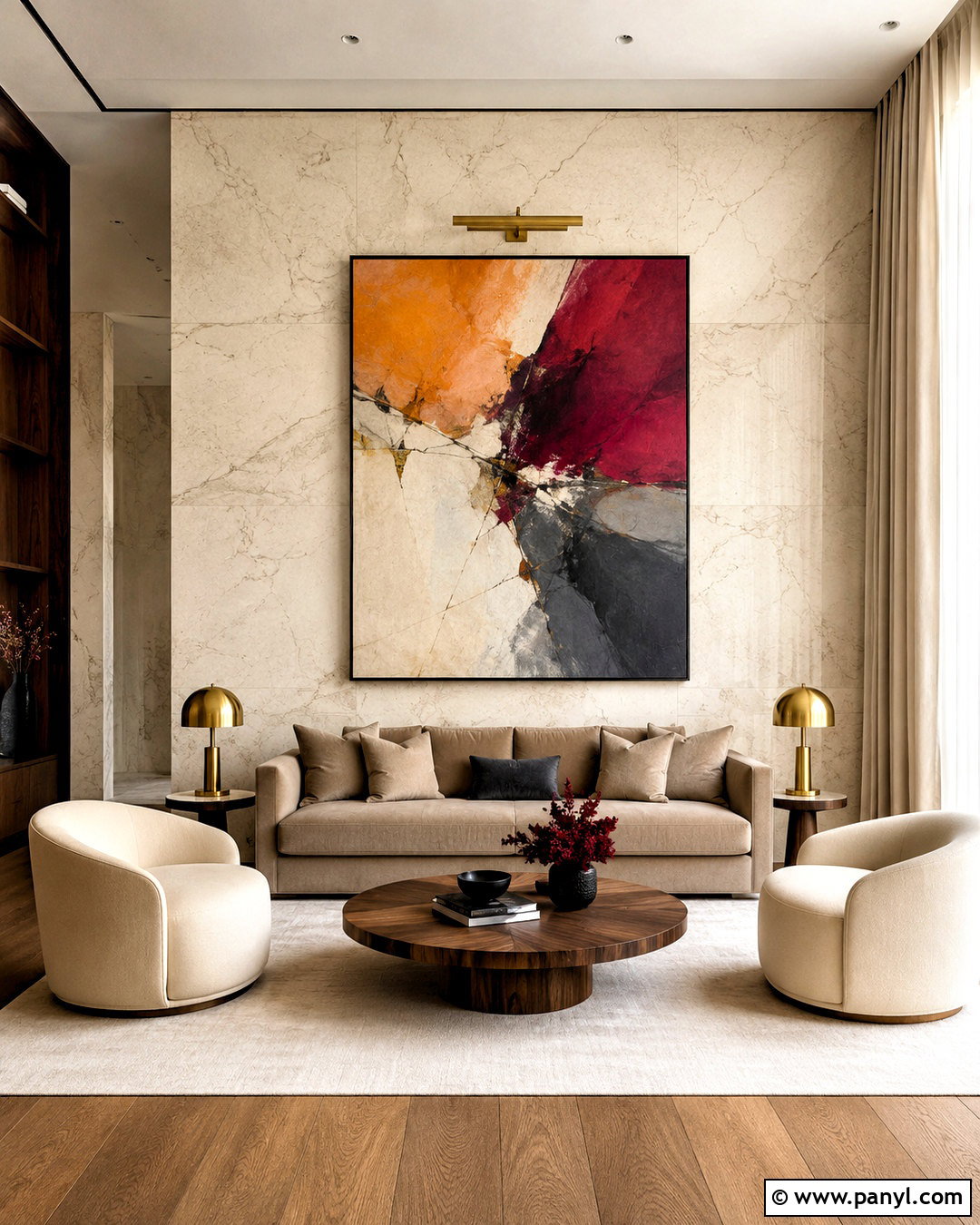 Marble Wall With Picture Lighting - 20 marble wall living room ideas