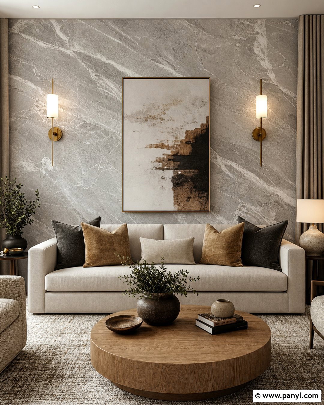 Marble Wallpaper Behind Sofa - 30 Marble Wallpaper Living Room Ideas
