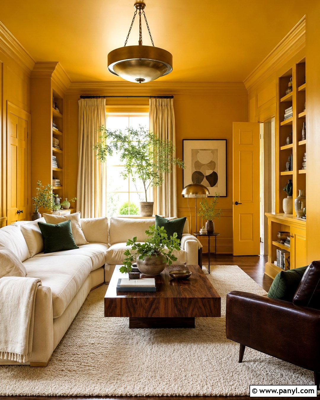 Marigold Color-Drenched Living Room - 20 Marigold Wall Paint Ideas
