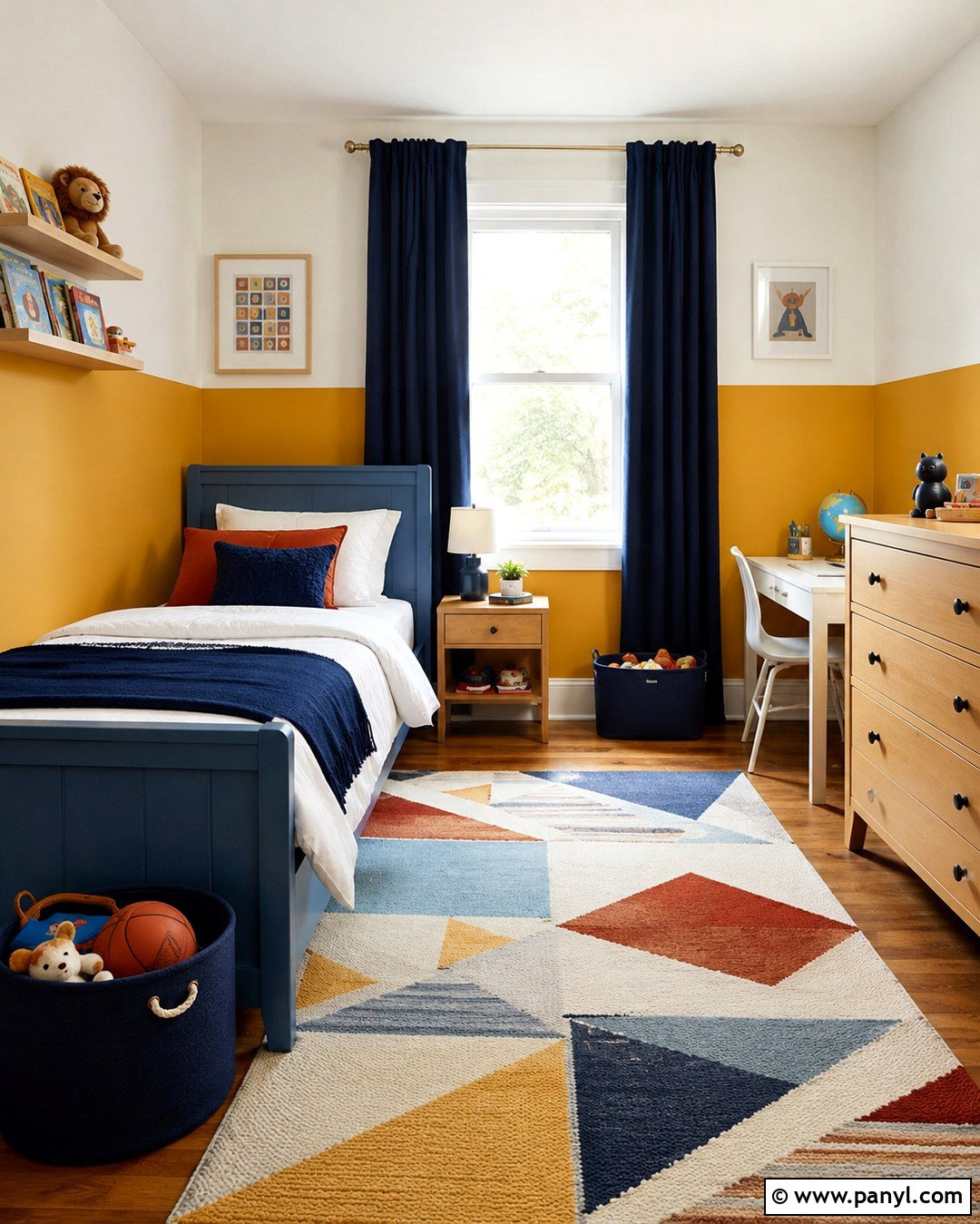 Marigold Kids Room With Color Blocking - 20 Marigold Wall Paint Ideas