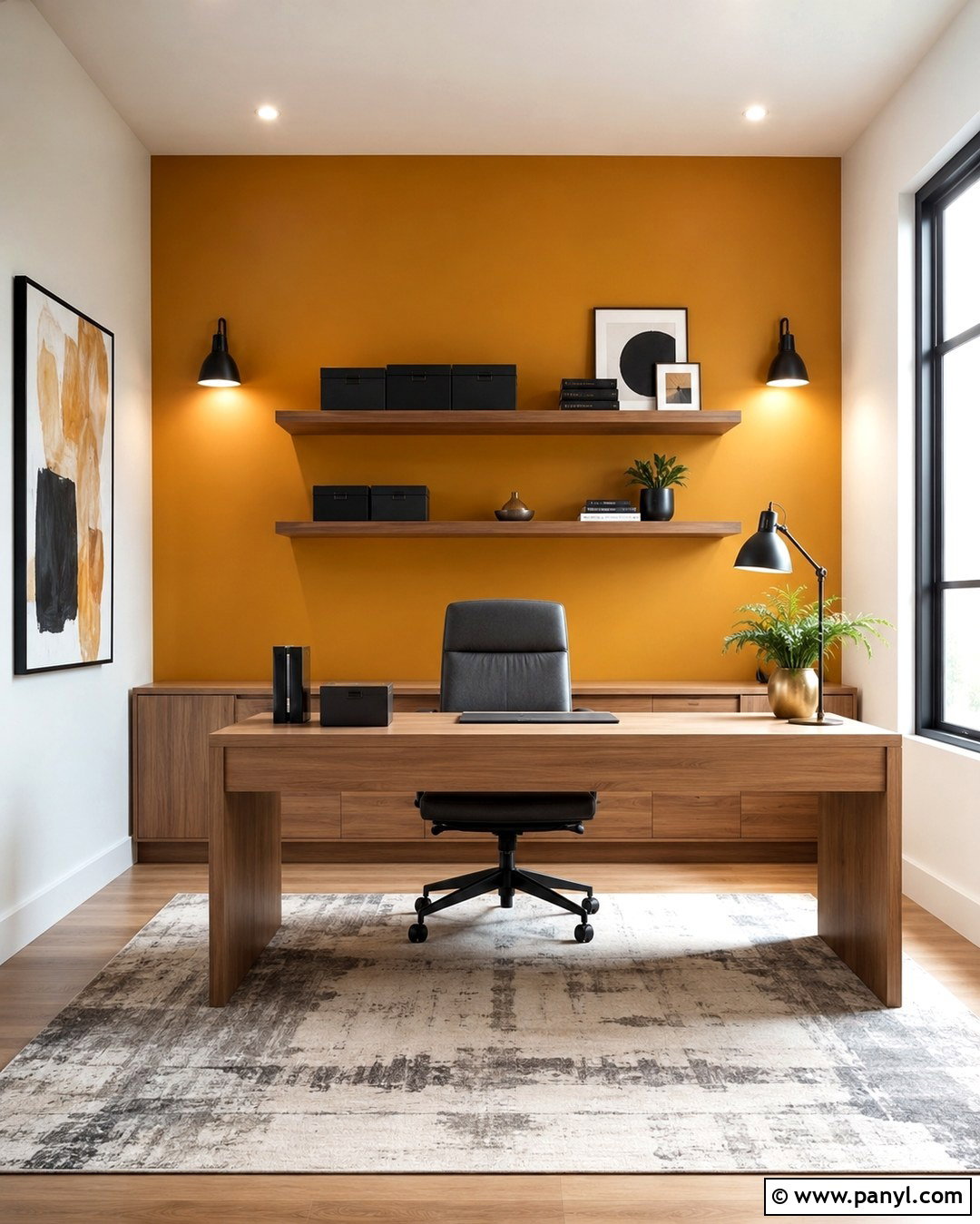 Marigold Office Accent Wall - 20 Marigold Wall Paint Ideas
