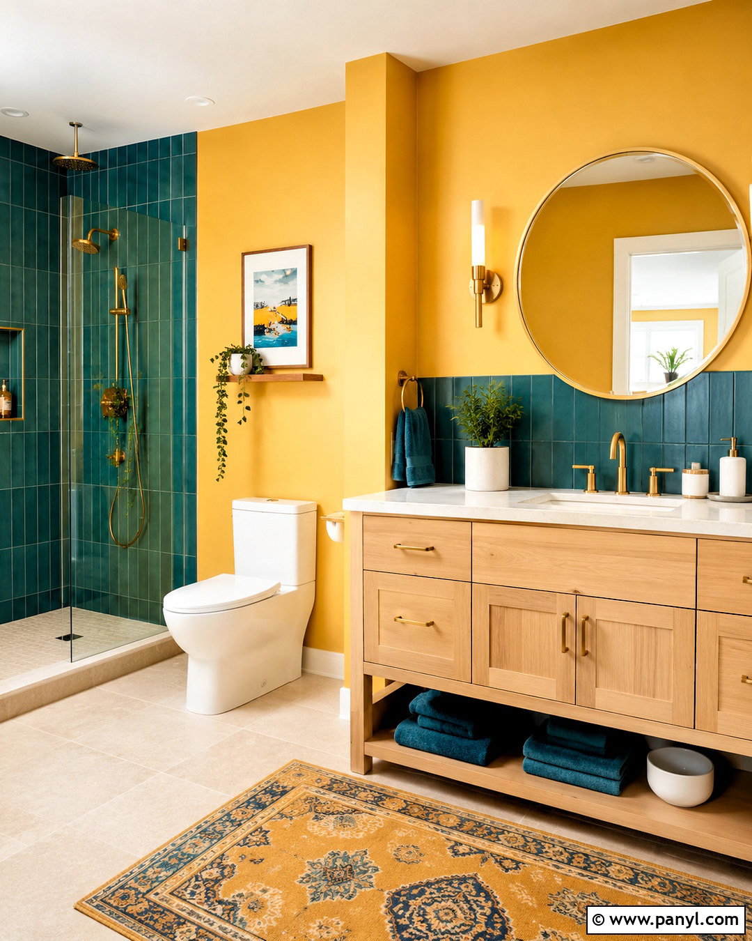 Marigold Yellow And Teal Bathroom - 20 Yellow Bathroom Colors