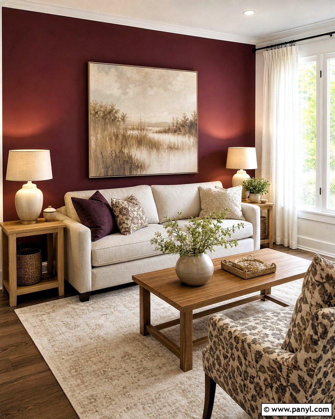 Maroon Accent Wall Living Room - 20 maroon walls living room ideas