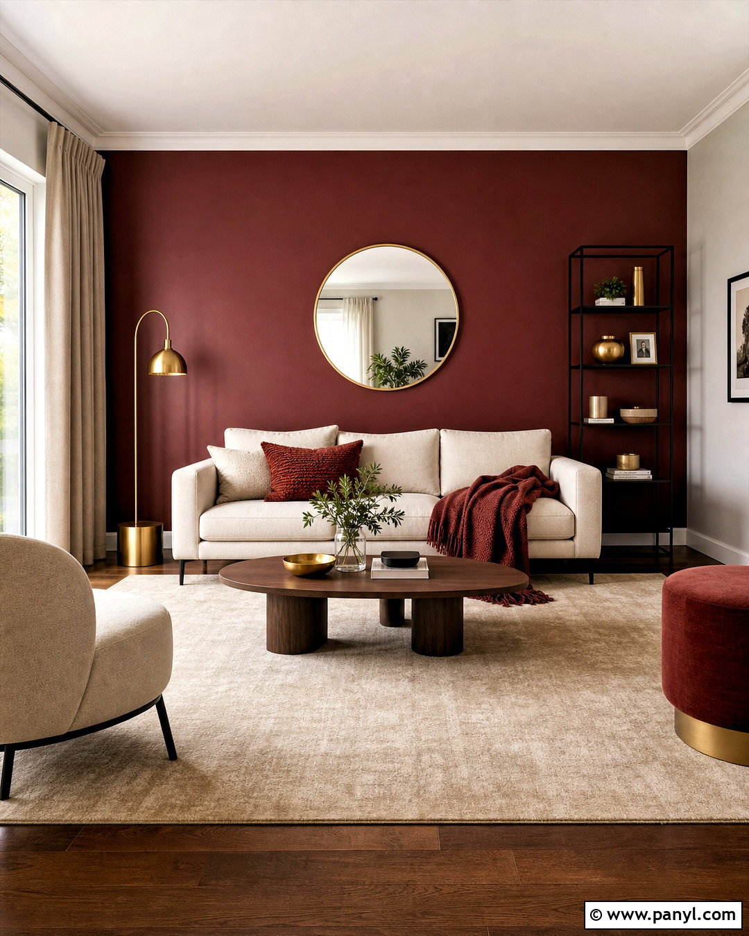 Maroon Accent Wall With Gold Decor - 20 maroon accent wall ideas