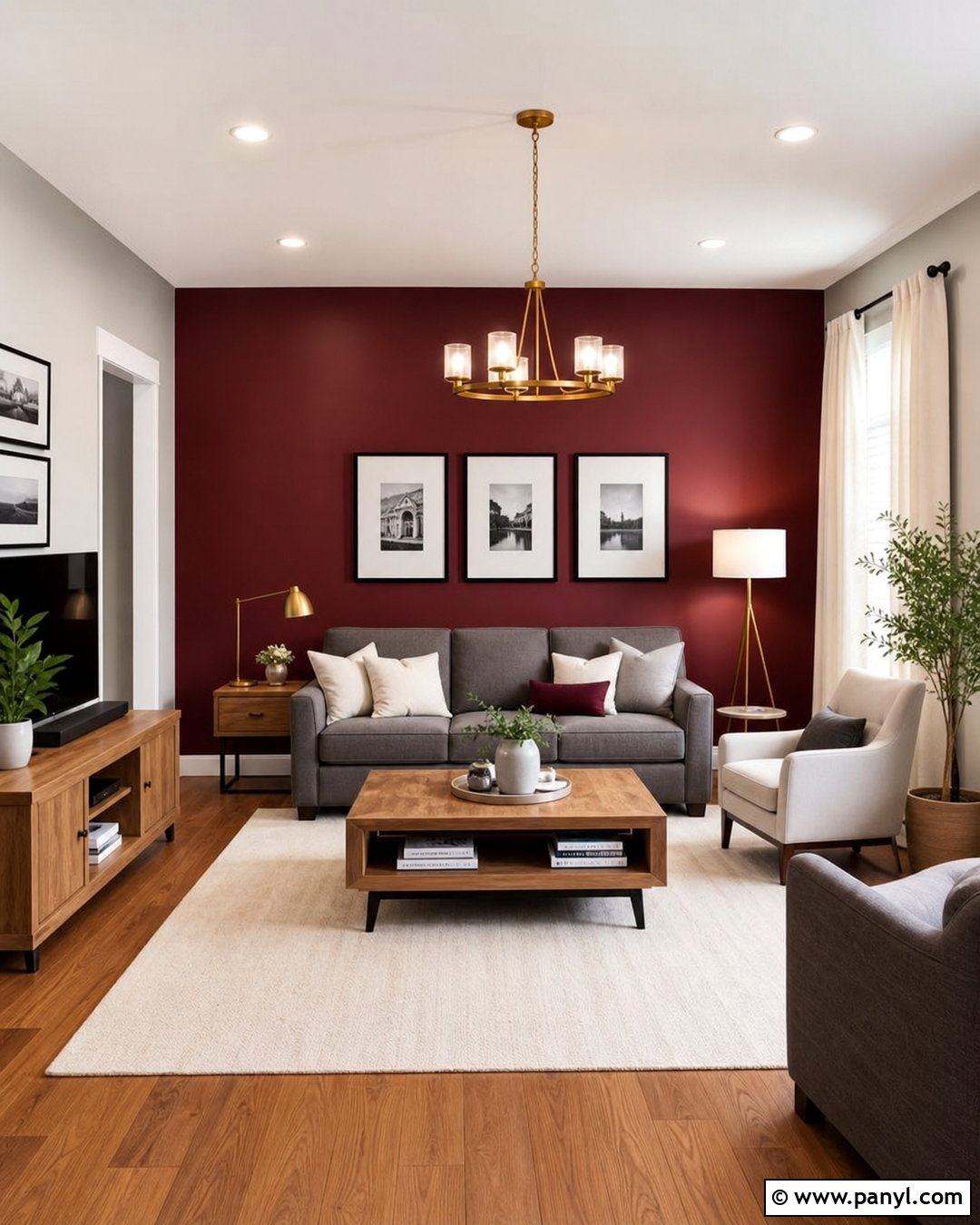 Maroon Accent Wall With Light Grey Walls - 20 Maroon And Grey Walls