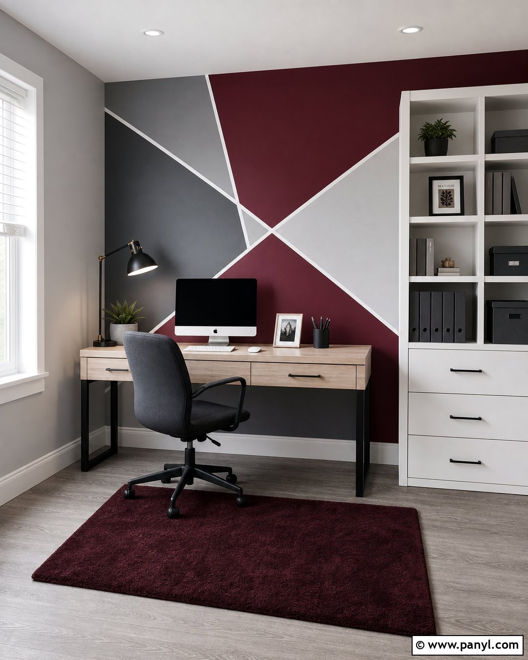 Maroon And Grey Geometric Wall - 20 Maroon And Grey Walls