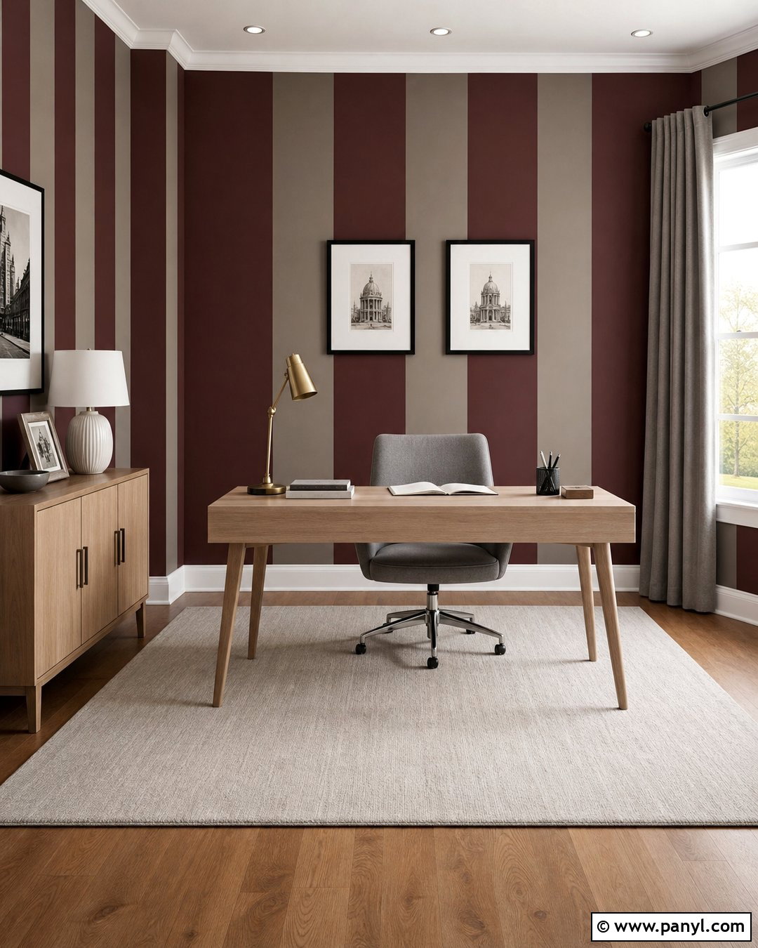 Maroon And Grey Striped Wall - 20 Maroon And Grey Walls