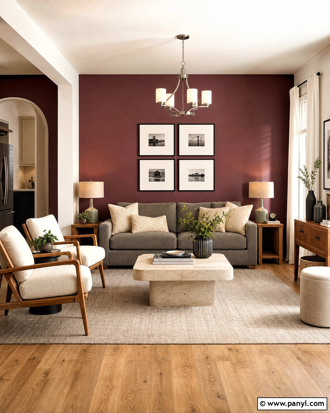 Maroon And Warm Gray Accent Wall - 20 maroon accent wall ideas
