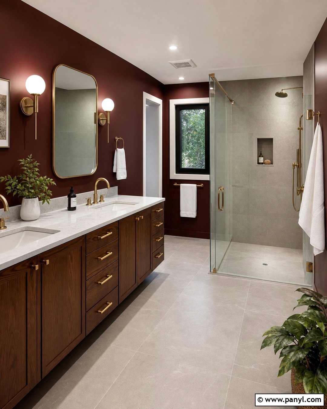 Maroon Bathroom Wall With Grey Tile - 20 Maroon And Grey Walls