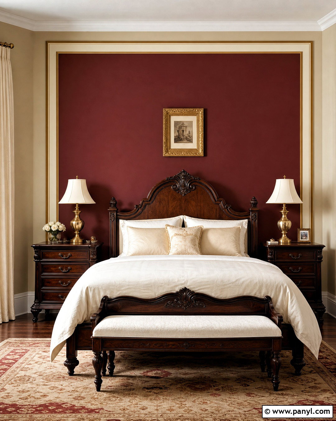 Maroon Bedroom Wall With Classic Borders - 20 royal paint wall design for bedroom ideas