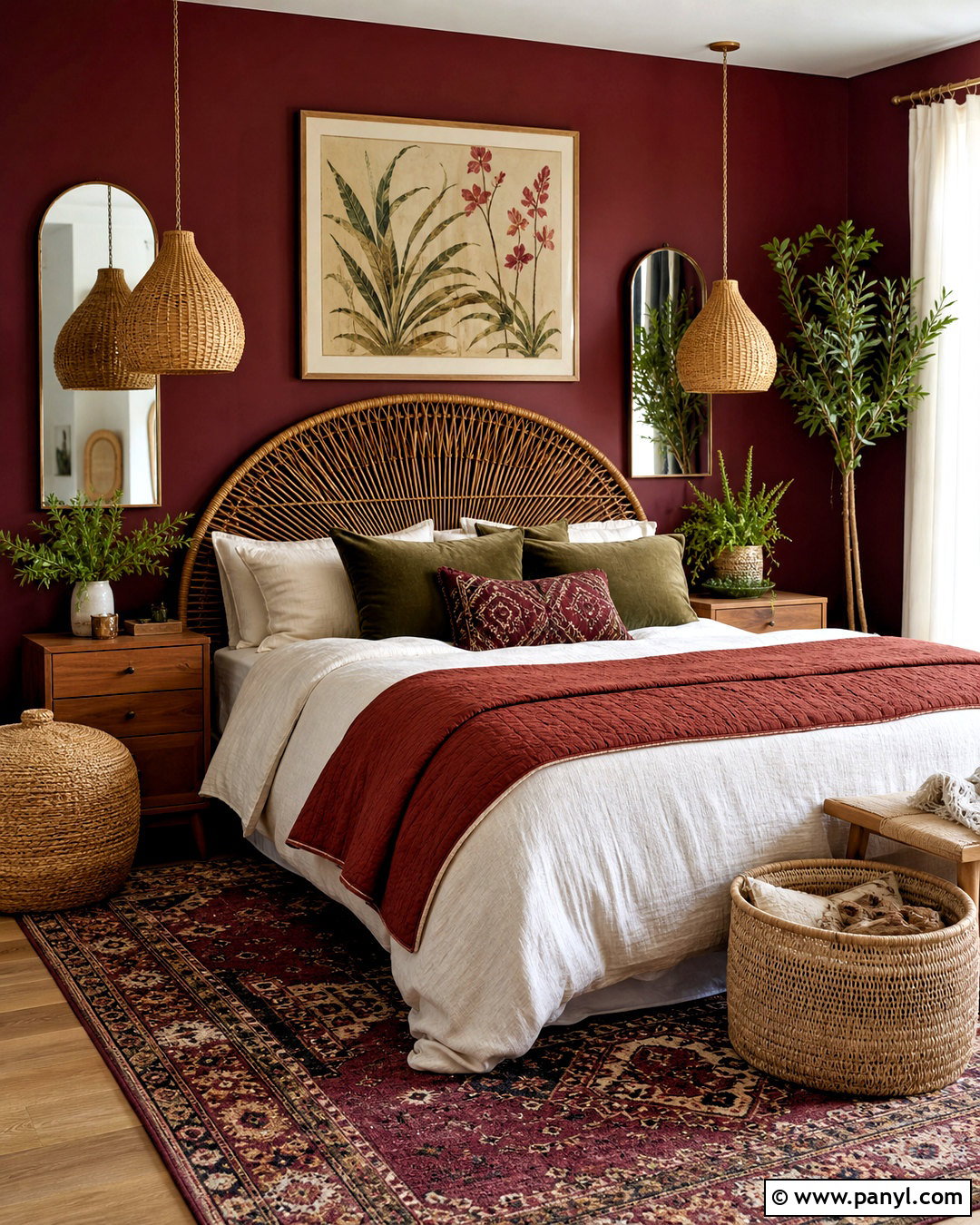 Maroon Bedroom With Boho Decor - 20 maroon walls bedroom ideas