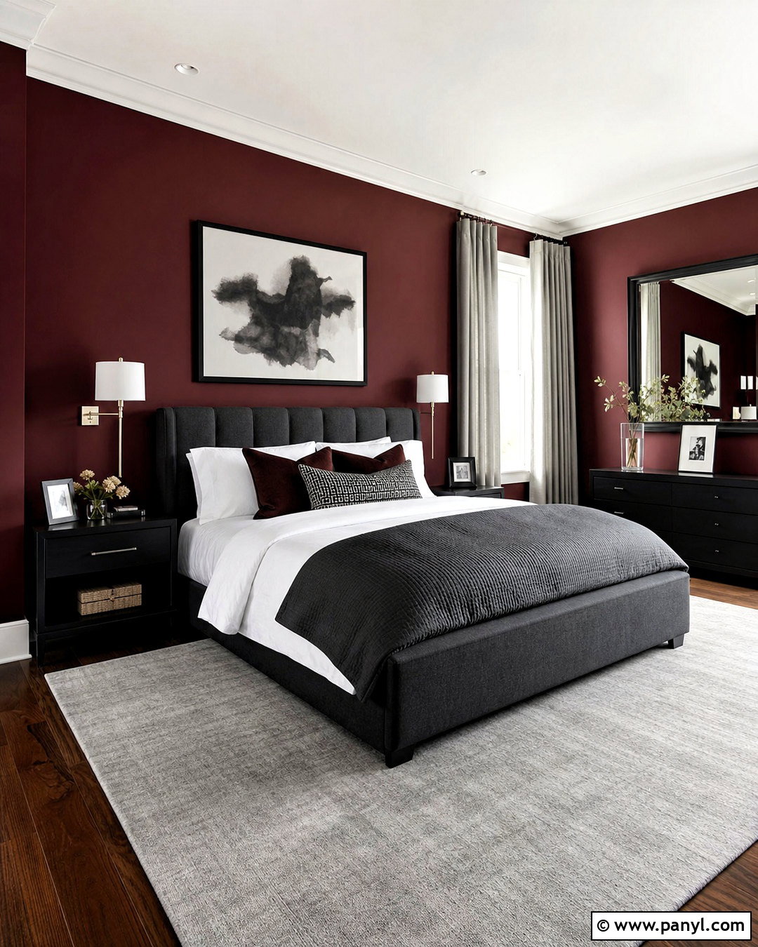 Maroon Bedroom With Charcoal Furniture - 20 maroon walls bedroom ideas