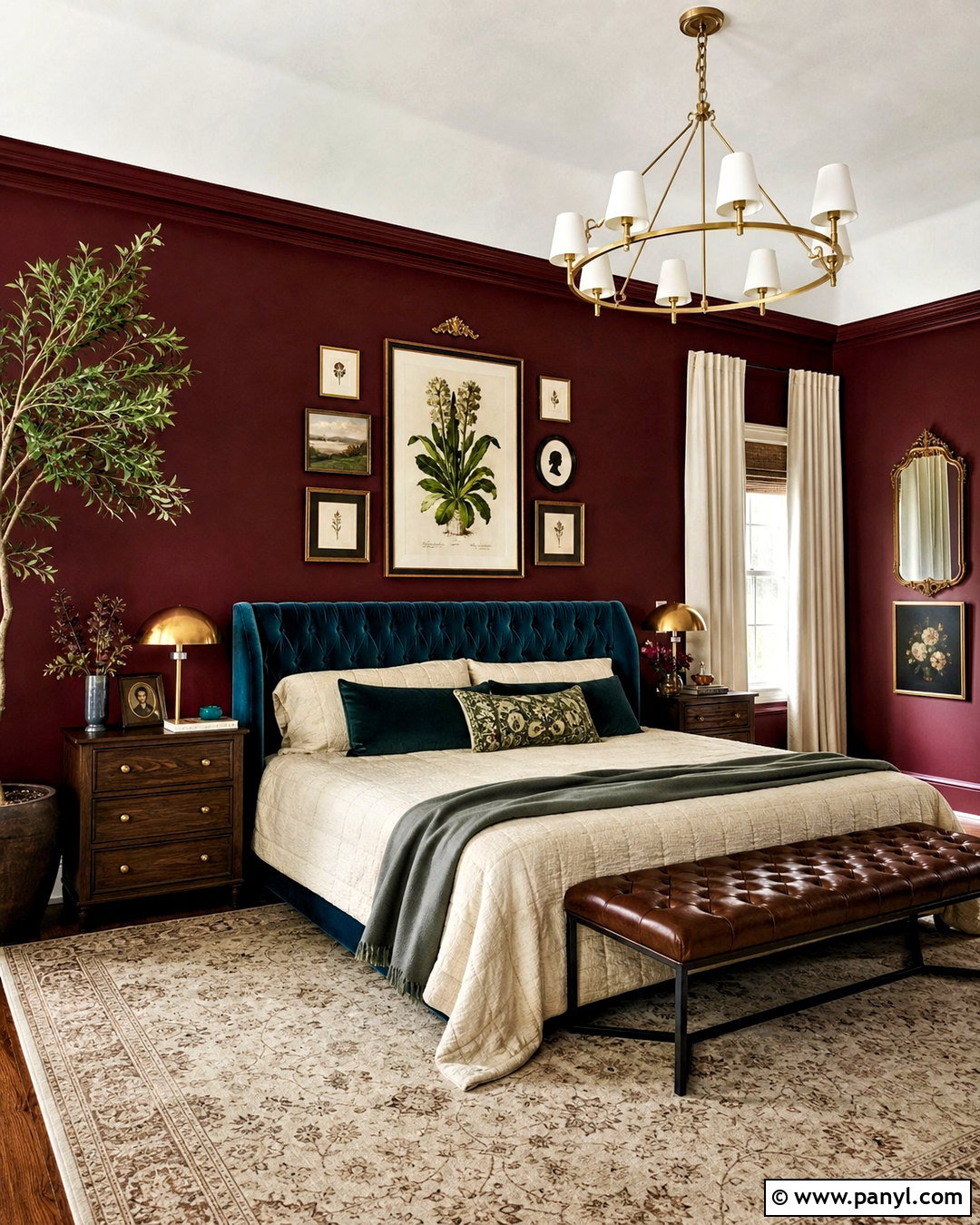 Maroon Bedroom With Deep Teal Decor - 20 maroon walls bedroom ideas