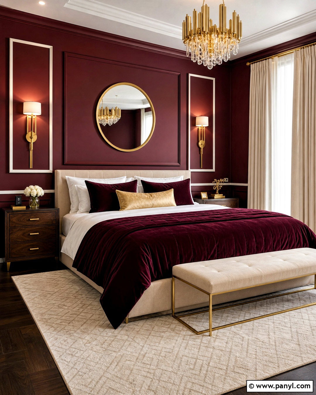 Maroon Bedroom With Gold Accents - 20 maroon walls bedroom ideas