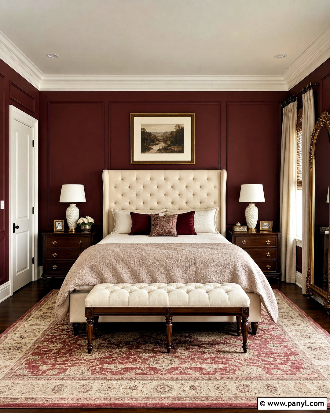 Maroon Bedroom With Ivory Upholstery - 20 maroon walls bedroom ideas