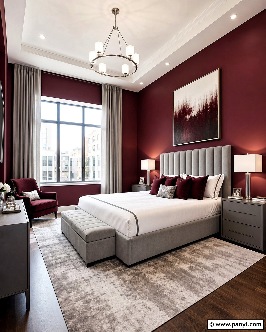 Maroon Bedroom With Light Gray Furniture - 20 maroon walls bedroom ideas