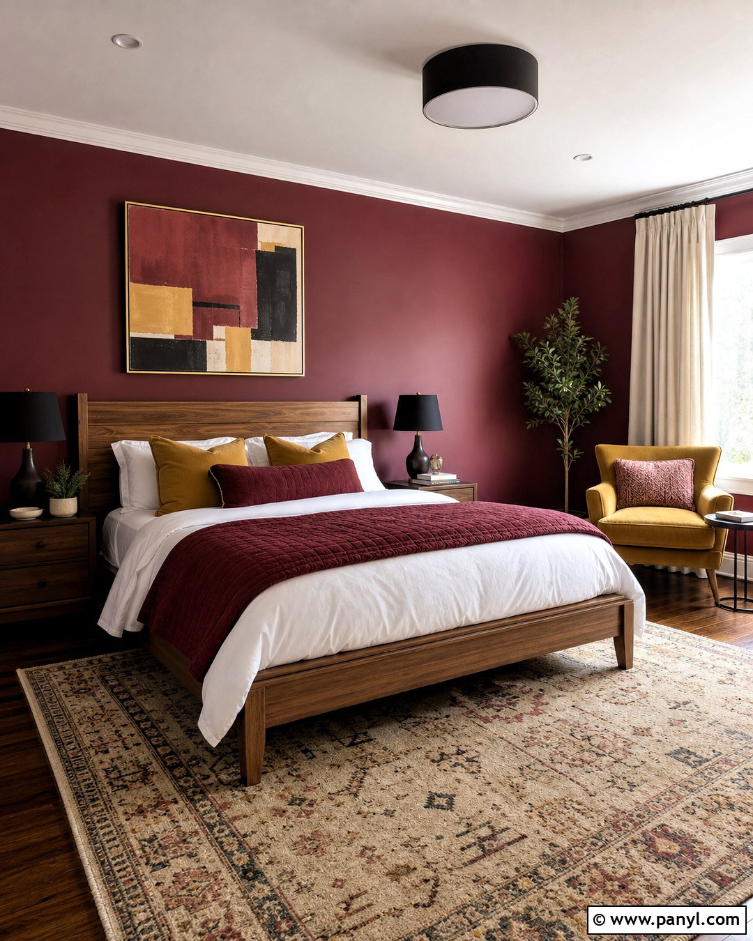 Maroon Bedroom With Mustard Accents - 20 maroon walls bedroom ideas