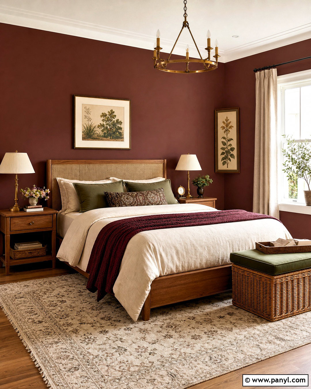 Maroon Bedroom With Olive Green Decor - 20 maroon walls bedroom ideas